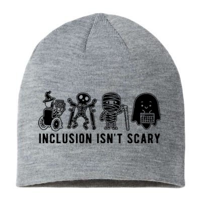 Inclusion Isnt Scary Teacher Skeleton Ghost Cute Halloween Sustainable Beanie