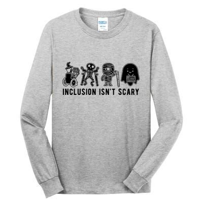 Inclusion Isnt Scary Teacher Skeleton Ghost Cute Halloween Tall Long Sleeve T-Shirt