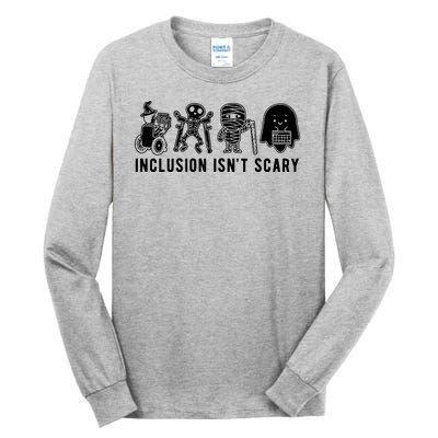 Inclusion Isnt Scary Teacher Skeleton Ghost Cute Halloween Tall Long Sleeve T-Shirt