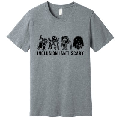 Inclusion Isnt Scary Teacher Skeleton Ghost Cute Halloween Premium T-Shirt