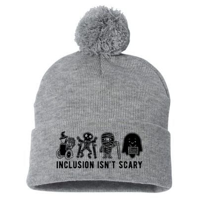 Inclusion Isnt Scary Teacher Skeleton Ghost Cute Halloween Pom Pom 12in Knit Beanie