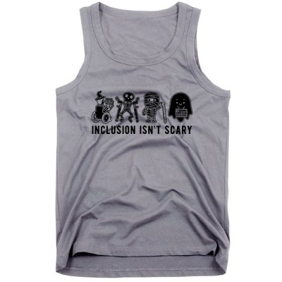 Inclusion Isnt Scary Teacher Skeleton Ghost Cute Halloween Tank Top