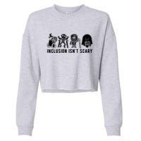 Inclusion Isnt Scary Teacher Skeleton Ghost Cute Halloween Cropped Pullover Crew