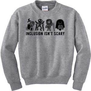 Inclusion Isnt Scary Teacher Skeleton Ghost Cute Halloween Kids Sweatshirt