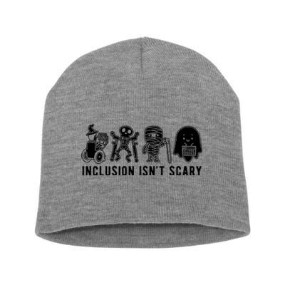 Inclusion Isnt Scary Teacher Skeleton Ghost Cute Halloween Short Acrylic Beanie