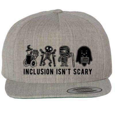 Inclusion Isnt Scary Teacher Skeleton Ghost Cute Halloween Wool Snapback Cap