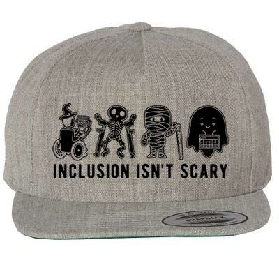 Inclusion Isnt Scary Teacher Skeleton Ghost Cute Halloween Wool Snapback Cap