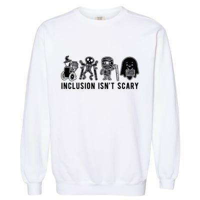Inclusion Isnt Scary Teacher Skeleton Ghost Cute Halloween Garment-Dyed Sweatshirt