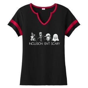 Inclusion Isnt Scary Slp Halloween Sped Teacher Ghost Mummy Ladies Halftime Notch Neck Tee