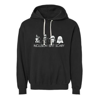 Inclusion Isnt Scary Slp Halloween Sped Teacher Ghost Mummy Garment-Dyed Fleece Hoodie