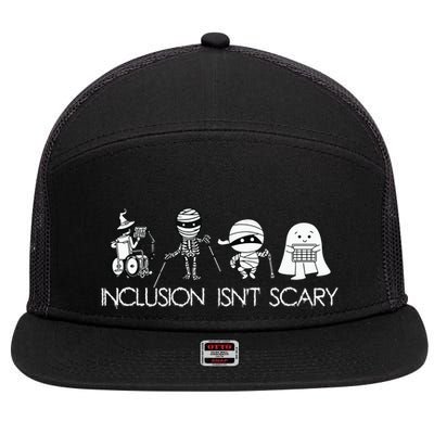 Inclusion Isnt Scary Slp Halloween Sped Teacher Ghost Mummy 7 Panel Mesh Trucker Snapback Hat