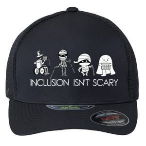 Inclusion Isnt Scary Slp Halloween Sped Teacher Ghost Mummy Flexfit Unipanel Trucker Cap