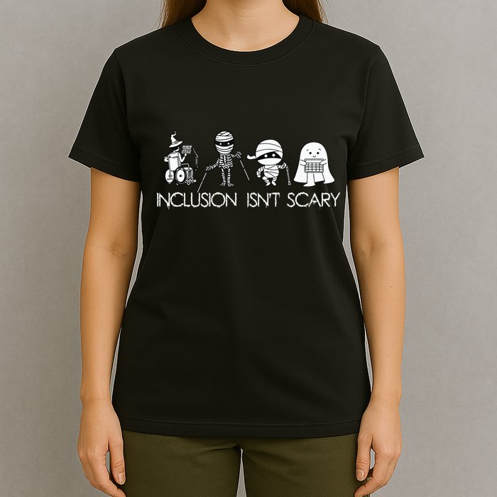 Inclusion Isnt Scary Slp Halloween Sped Teacher Ghost Mummy T-Shirt
