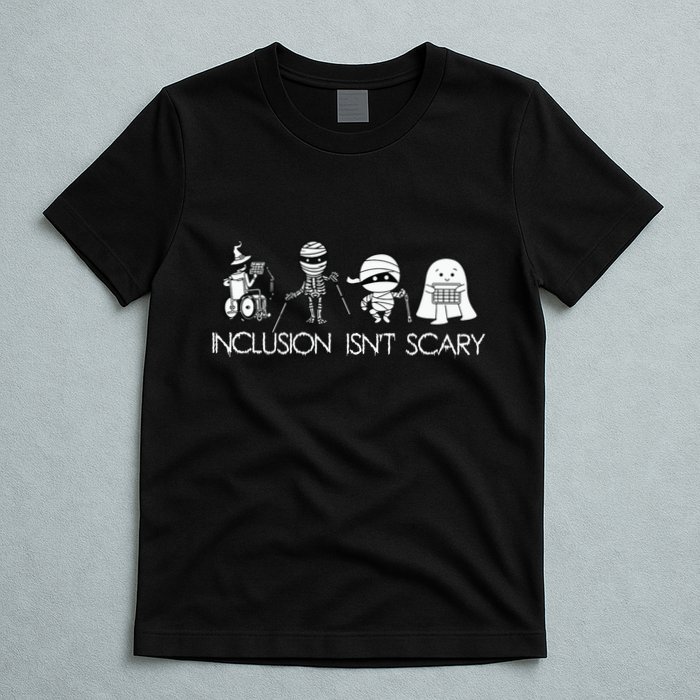 Inclusion Isnt Scary Slp Halloween Sped Teacher Ghost Mummy T-Shirt