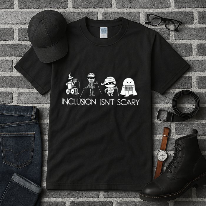 Inclusion Isnt Scary Slp Halloween Sped Teacher Ghost Mummy Tall T-Shirt