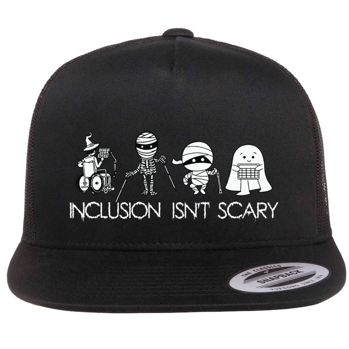 Inclusion Isnt Scary Slp Halloween Sped Teacher Ghost Mummy Flat Bill Trucker Hat