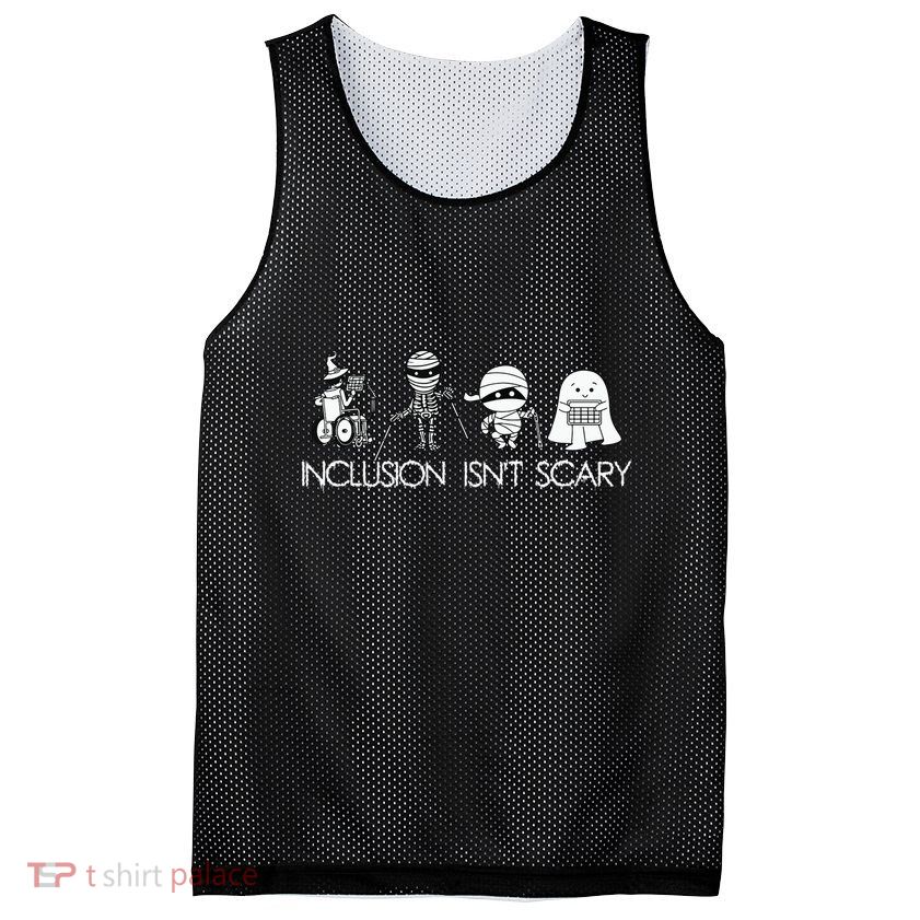 Inclusion Isnt Scary Slp Halloween Sped Teacher Ghost Mummy Mesh Reversible Basketball Jersey Tank