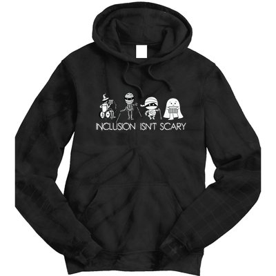 Inclusion Isnt Scary Slp Halloween Sped Teacher Ghost Mummy Tie Dye Hoodie