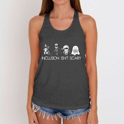 Inclusion Isnt Scary Slp Halloween Sped Teacher Ghost Mummy Women's Knotted Racerback Tank