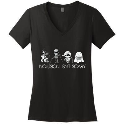Inclusion Isnt Scary Slp Halloween Sped Teacher Ghost Mummy Women's V-Neck T-Shirt