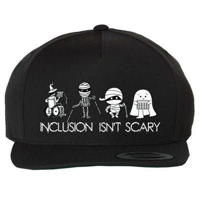 Inclusion Isnt Scary Slp Halloween Sped Teacher Ghost Mummy Wool Snapback Cap