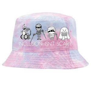 Inclusion Isnt Scary Slp Halloween Sped Teacher Ghost Mummy Tie-Dyed Bucket Hat