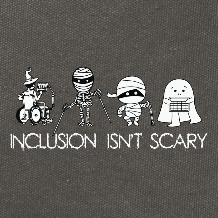 Inclusion Isnt Scary Slp Halloween Sped Teacher Ghost Mummy Cotton Canvas Backpack