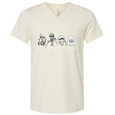 Inclusion Isnt Scary Slp Halloween Sped Teacher Ghost Mummy V-Neck T-Shirt