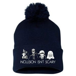 Inclusion Isnt Scary Slp Halloween Sped Teacher Ghost Mummy Pom Pom 12in Knit Beanie