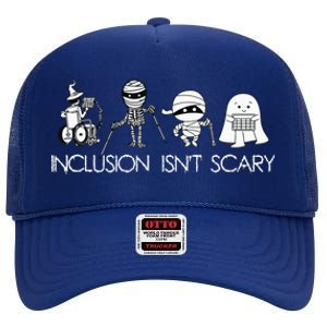 Inclusion Isnt Scary Slp Halloween Sped Teacher Ghost Mummy High Crown Mesh Back Trucker Hat