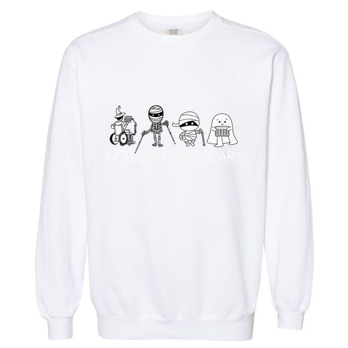 Inclusion Isnt Scary Slp Halloween Sped Teacher Ghost Mummy Garment-Dyed Sweatshirt