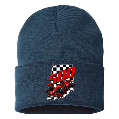 Indianapolis Indiana State 500 Race Car Formula Racing Car Gift Sustainable Knit Beanie