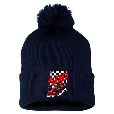 Indianapolis Indiana State 500 Race Car Formula Racing Car Gift Pom Pom 12in Knit Beanie