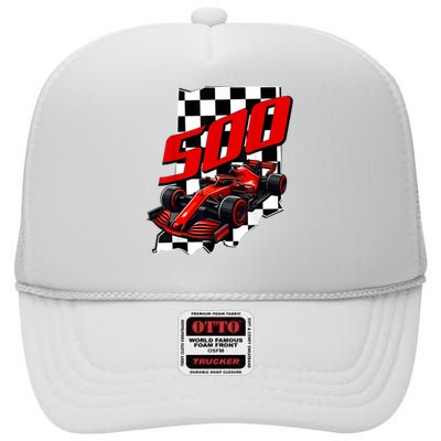 Indianapolis Indiana State 500 Race Car Formula Racing Car Gift High Crown Mesh Back Trucker Hat