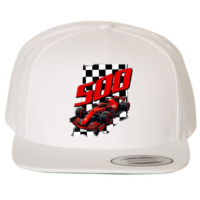 Indianapolis Indiana State 500 Race Car Formula Racing Car Gift Wool Snapback Cap