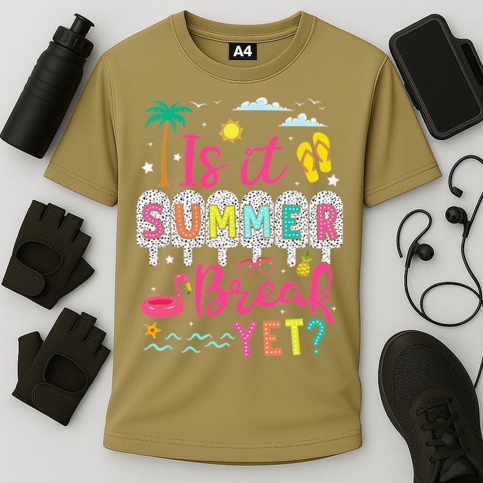 Is It Summer Break Yet Teacher Student Last Day Of School Cooling Performance Crew T-Shirt