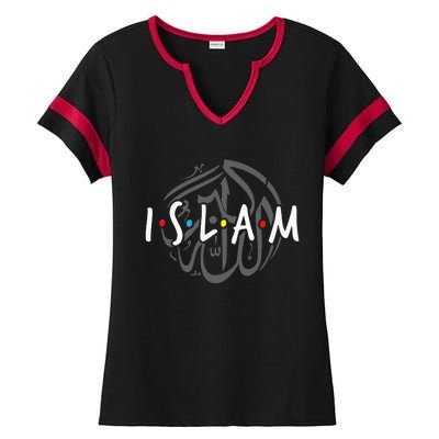 Islam Islamic Symbol Religion Muslim Allah Ramadan Arabic Ladies Halftime Notch Neck Tee