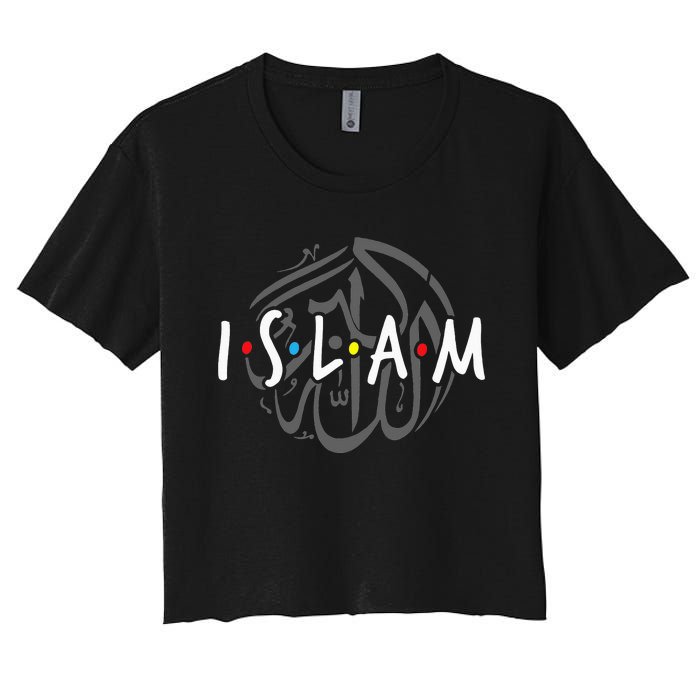 Islam Islamic Symbol Religion Muslim Allah Ramadan Arabic Women's Crop Top Tee