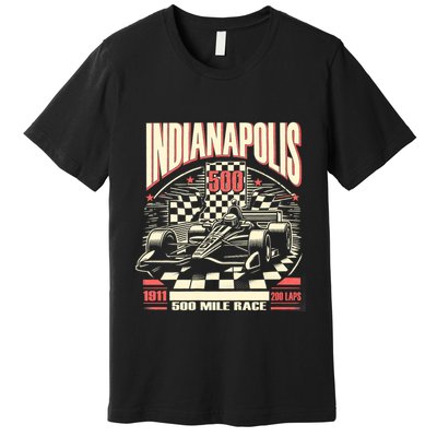 Indianapolis Indiana State 500 Race Car Formula Racing Car Premium T-Shirt