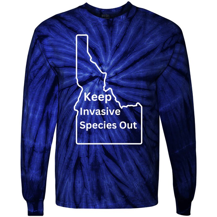 Idaho Invasive Species Out Tie-Dye Long Sleeve Shirt