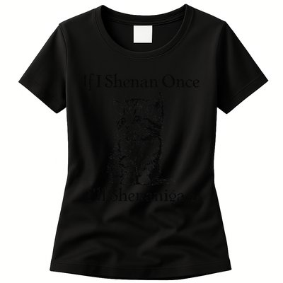 If I Shenan Once ILl Shenanigan Cute Cat St Patricks Day Womens T-Shirt