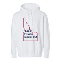 Idaho Invasive Species Out Garment-Dyed Fleece Hoodie