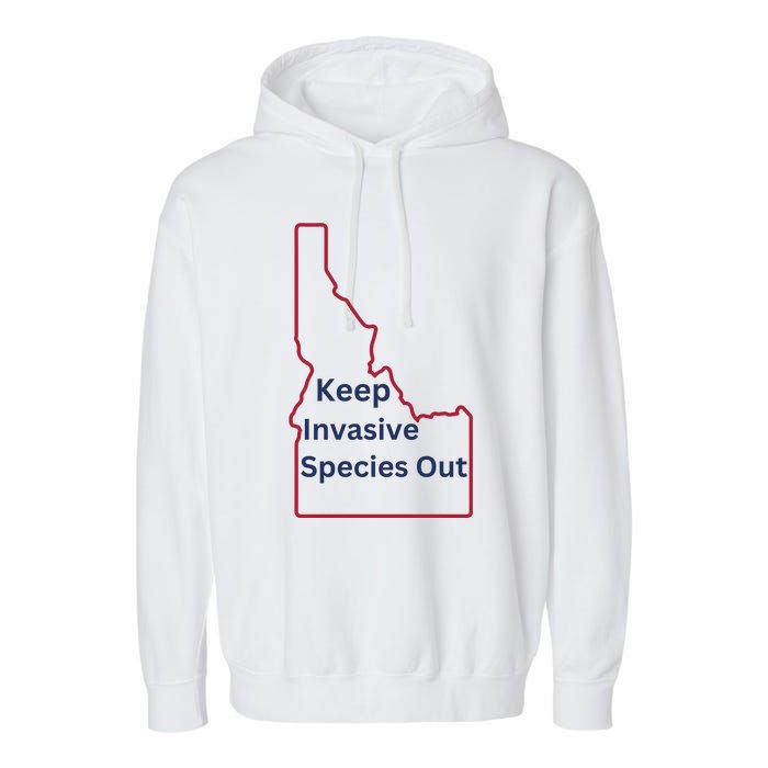 Idaho Invasive Species Out Garment-Dyed Fleece Hoodie