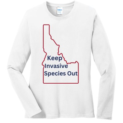 Idaho Invasive Species Out Ladies Long Sleeve Shirt