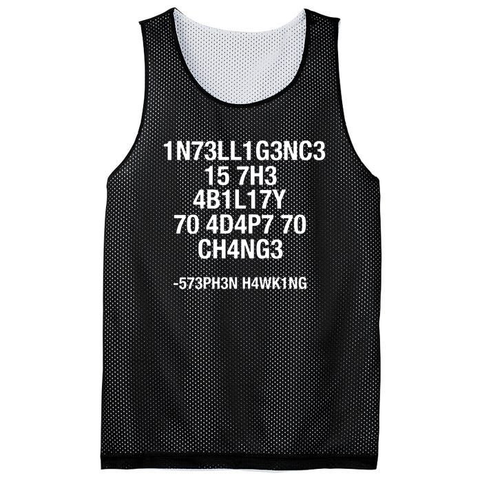 Intelligence Is The Ability To Adapt To Change Funny Mesh Reversible Basketball Jersey Tank