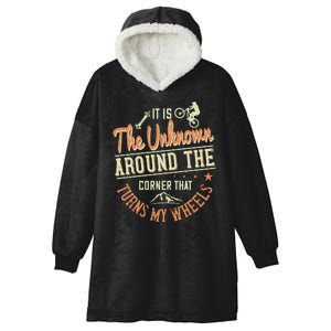 It Is The Unknown Around The Corner That Turns My Wheels Hooded Wearable Blanket