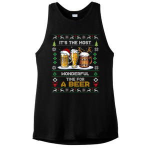 It Is The Most Wonderful Time Beer Ugly Xmas Gift Ladies PosiCharge Tri-Blend Wicking Tank