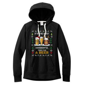 It Is The Most Wonderful Time Beer Ugly Xmas Gift Women's Fleece Hoodie