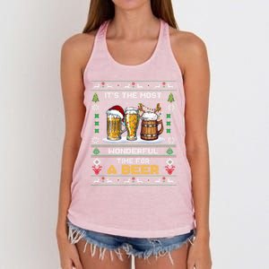 It Is The Most Wonderful Time Beer Ugly Xmas Gift Women's Knotted Racerback Tank