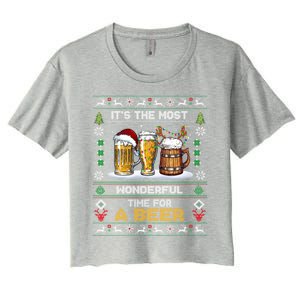 It Is The Most Wonderful Time Beer Ugly Xmas Gift Women's Crop Top Tee